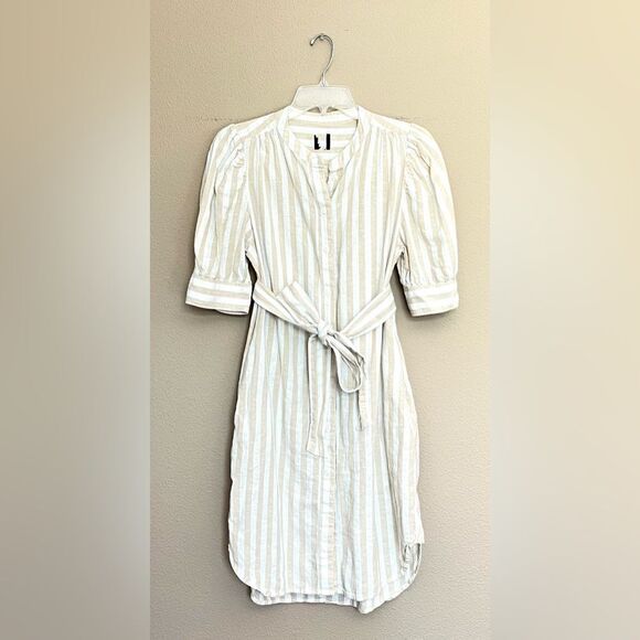 GAP Linen Blend Puff Sleeve Mini Shirtdress - Picture 3 of 8